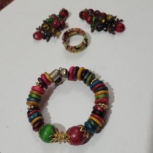 Colorful Beaded Bracelet and Earring Set